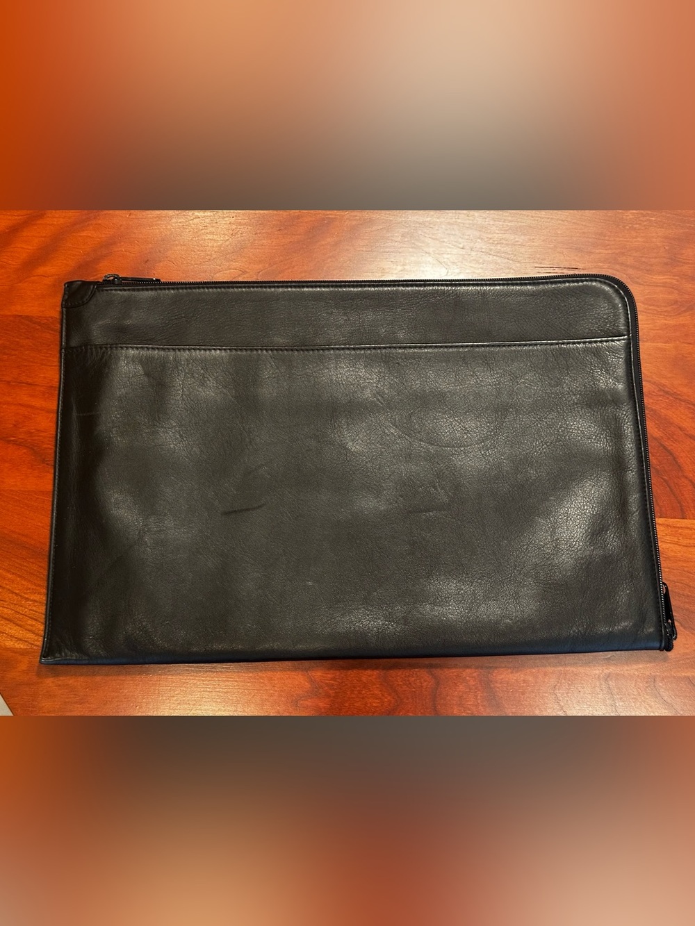 Levenger American Napa Leather Black Zip Portfolio approx. 15”x10” Made in USA